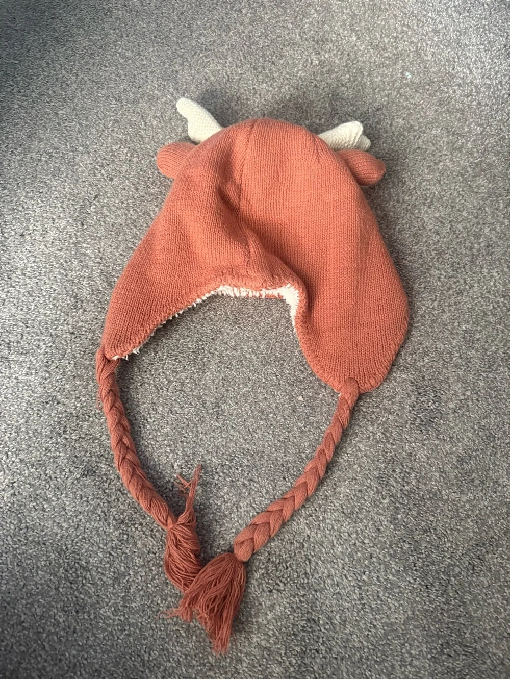 Hanna Andersson Deer Fawn Knit Winter Hat with Earflaps Sz M